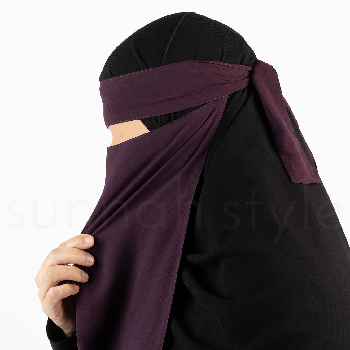Sunnah Style Pull-Down One Layer Niqab Eggplant